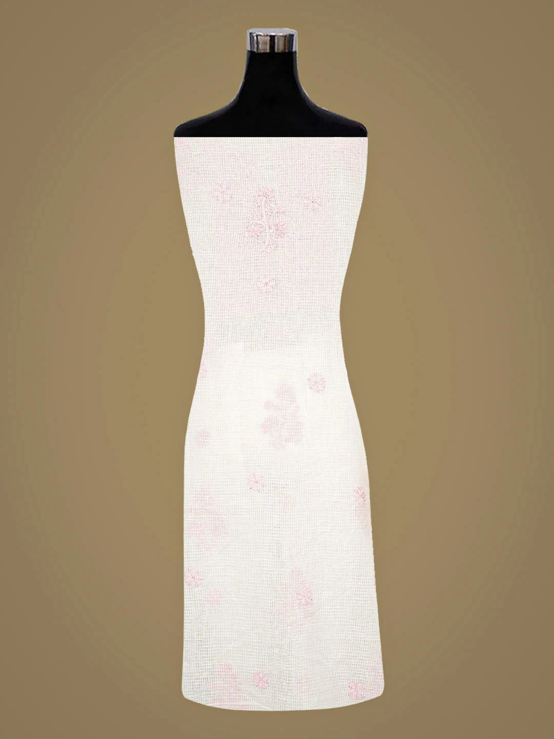 Ada Hand Embroidered White Kota Lucknowi Chikankari Unstitched Kurta Dupatta Set 01A876909