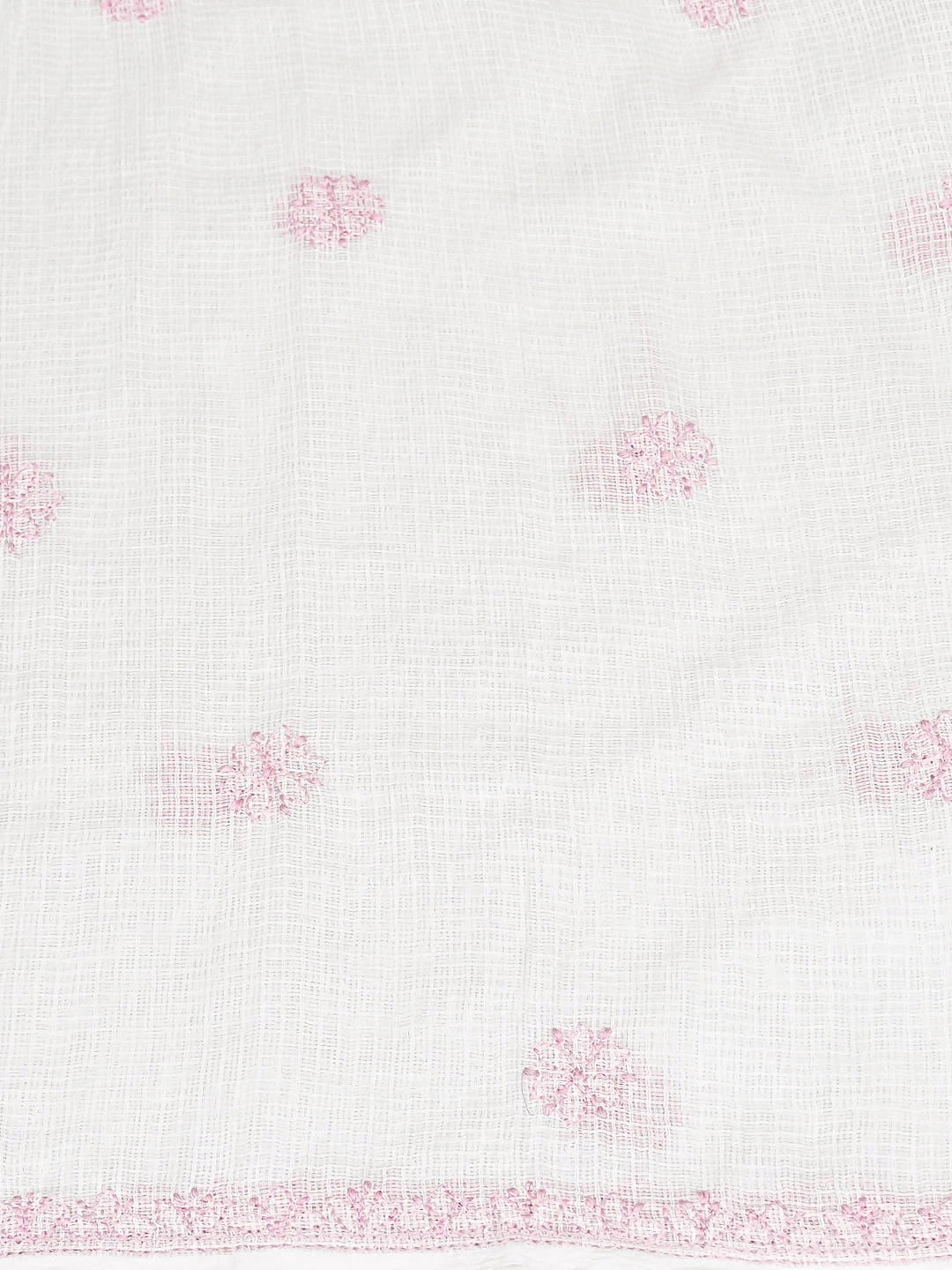Ada Hand Embroidered White Kota Lucknowi Chikankari Unstitched Kurta Dupatta Set 01A876909