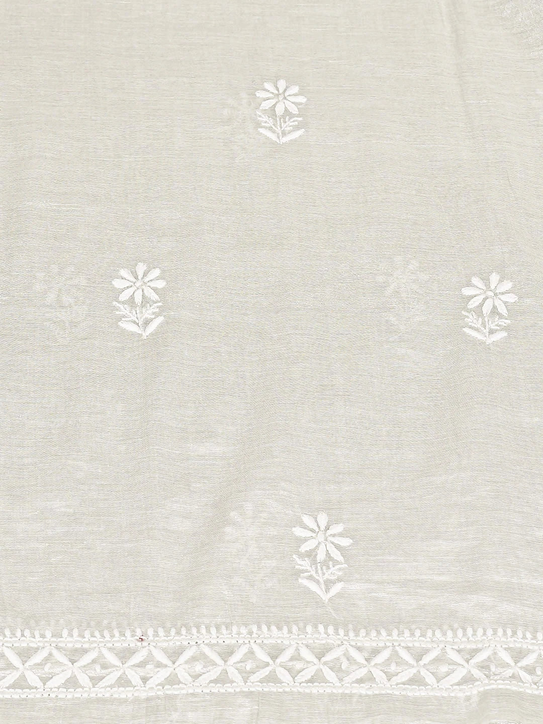 Ada Hand Embroidered Grey Tissue Lucknowi Chikankari Unstitched Kurta Dupatta Set 01A901657
