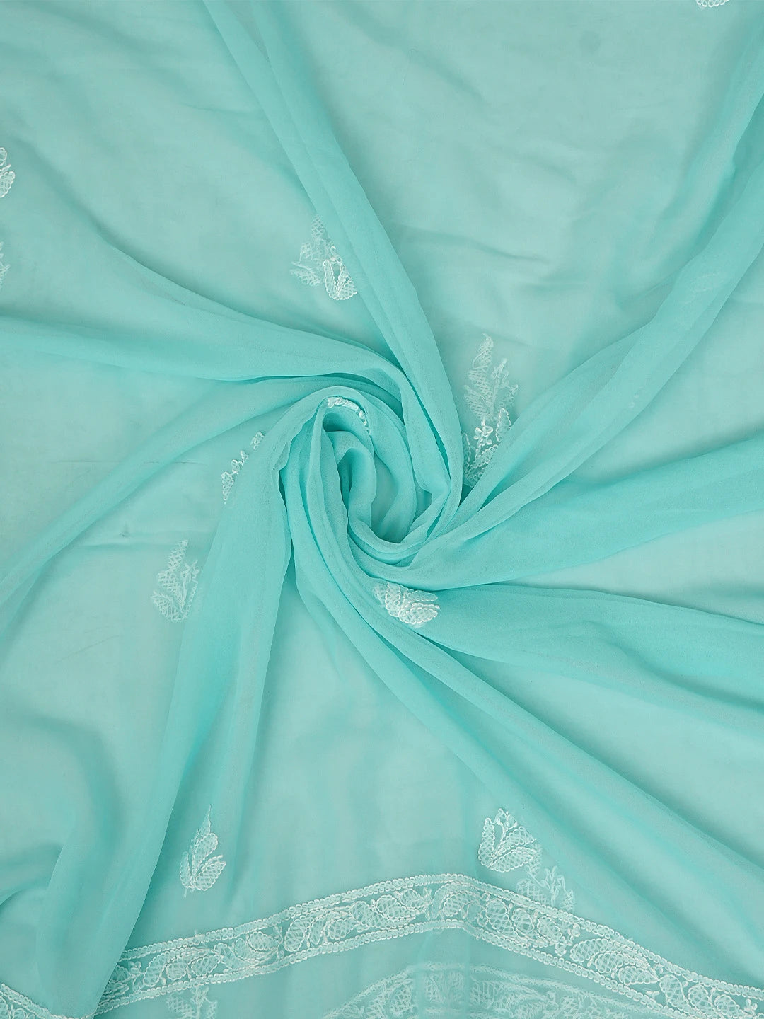 Ada Hand Embroidered Sea Green Georgette Lucknowi Chikankari Unstitched Suit Piece 01A905888