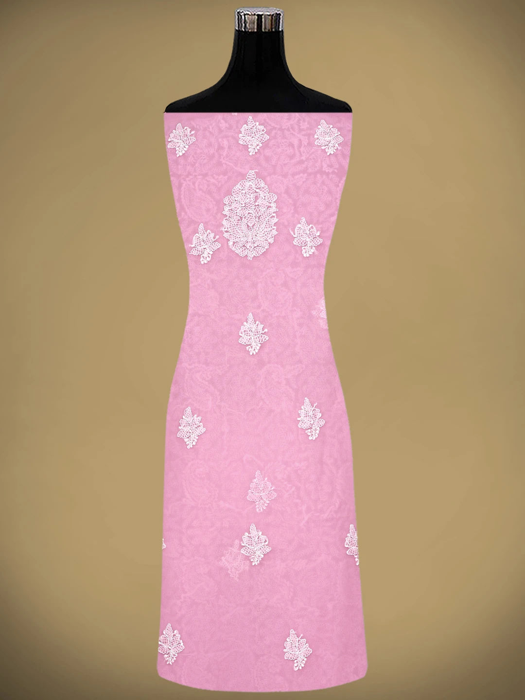 Ada Hand Embroidered Pink Georgette Lucknowi Chikankari Unstitched Suit Piece 01A905930