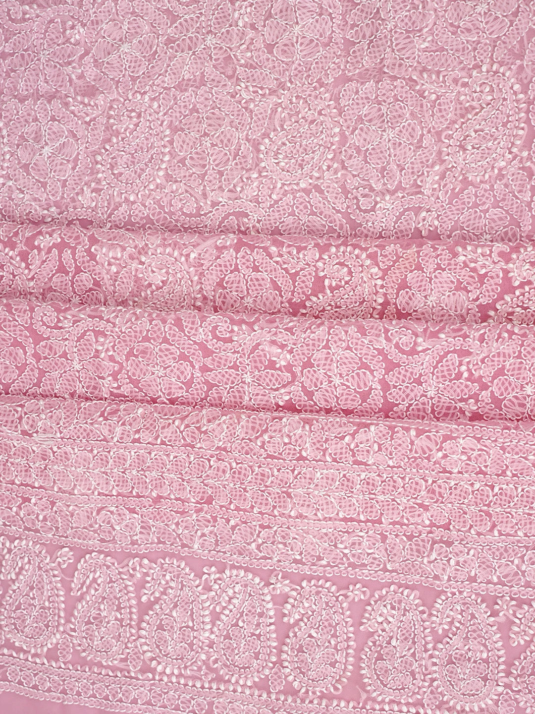 Ada Hand Embroidered Pink Georgette Lucknowi Chikankari Unstitched Suit Piece 01A905930