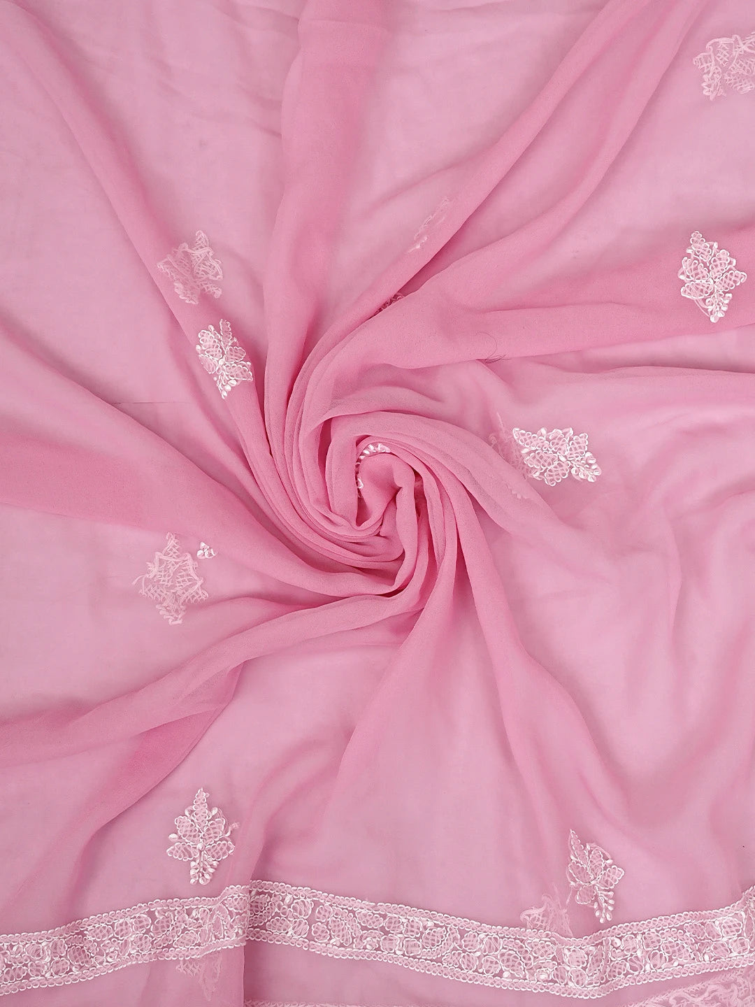 Ada Hand Embroidered Pink Georgette Lucknowi Chikankari Unstitched Suit Piece 01A905930