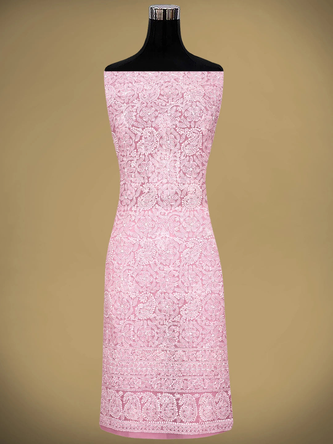 Ada Hand Embroidered Pink Georgette Lucknowi Chikankari Unstitched Suit Piece 01A905930