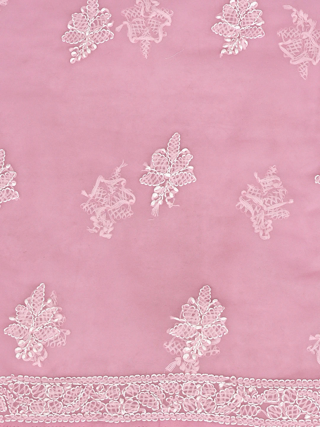 Ada Hand Embroidered Pink Georgette Lucknowi Chikankari Unstitched Suit Piece 01A905930