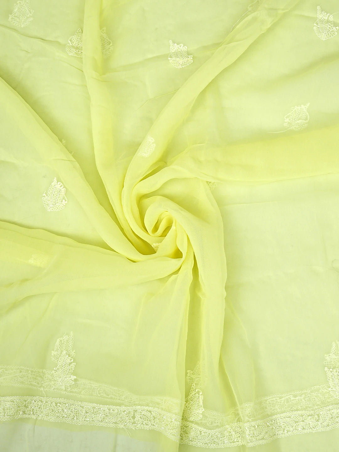 Ada Hand Embroidered Lemon Georgette Lucknowi Chikankari Unstitched Suit Piece 01A905931