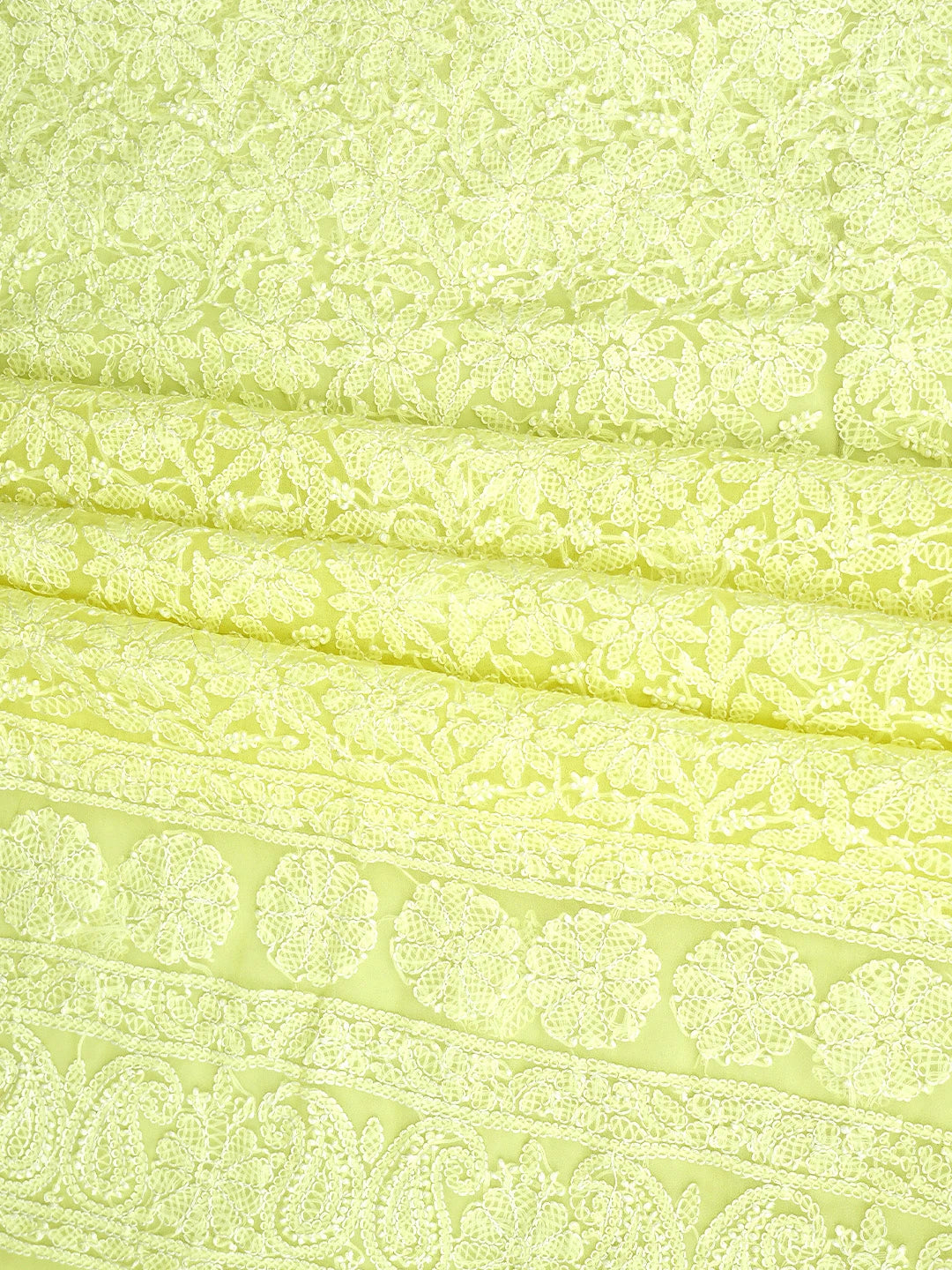 Ada Hand Embroidered Lemon Georgette Lucknowi Chikankari Unstitched Suit Piece 01A905931