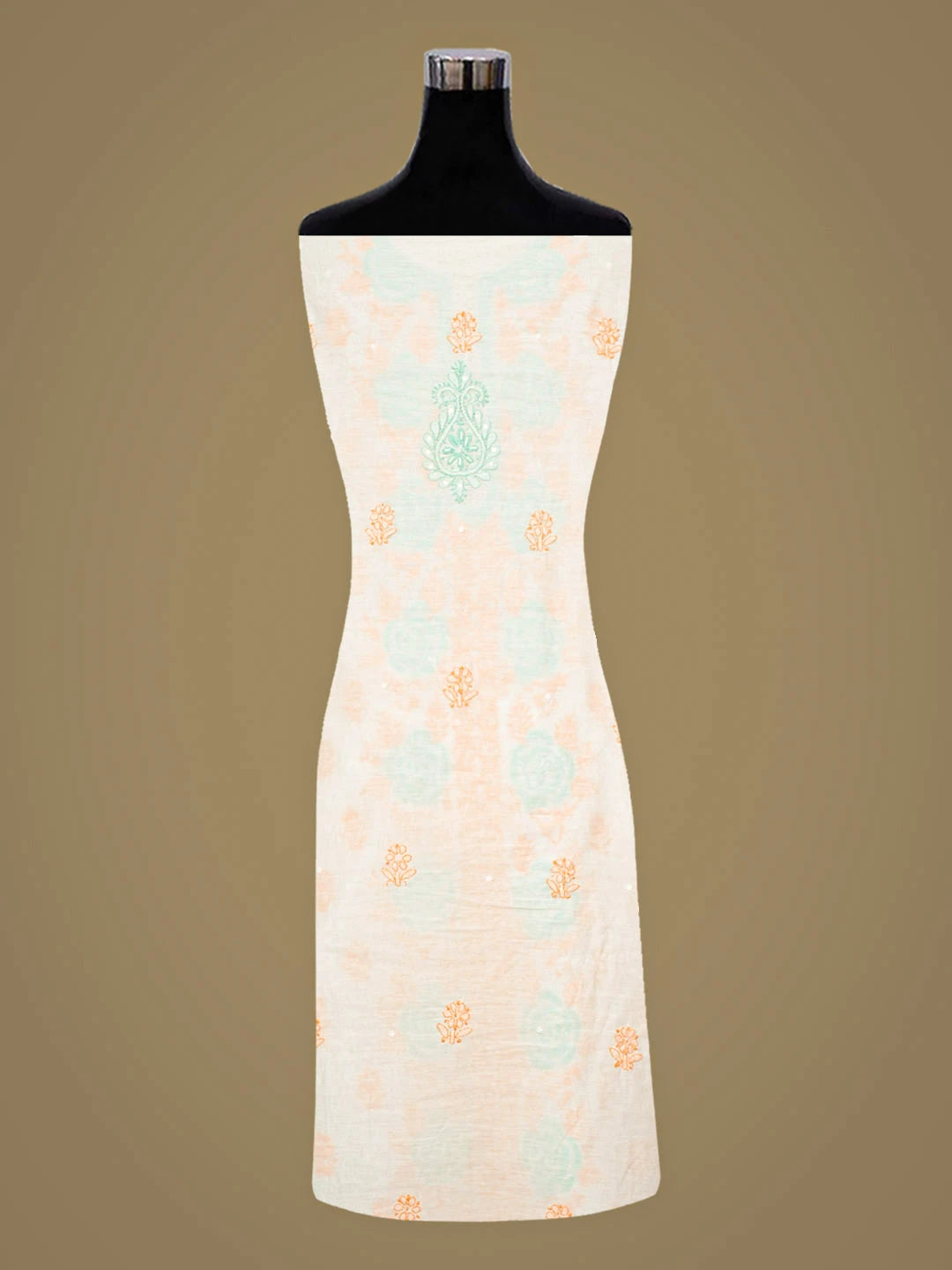 Ada Hand Embroidered White Ivory Cream Chanderi Lucknowi Chikankari Kurta Dupatta Set With Sequinned Work 01A897573