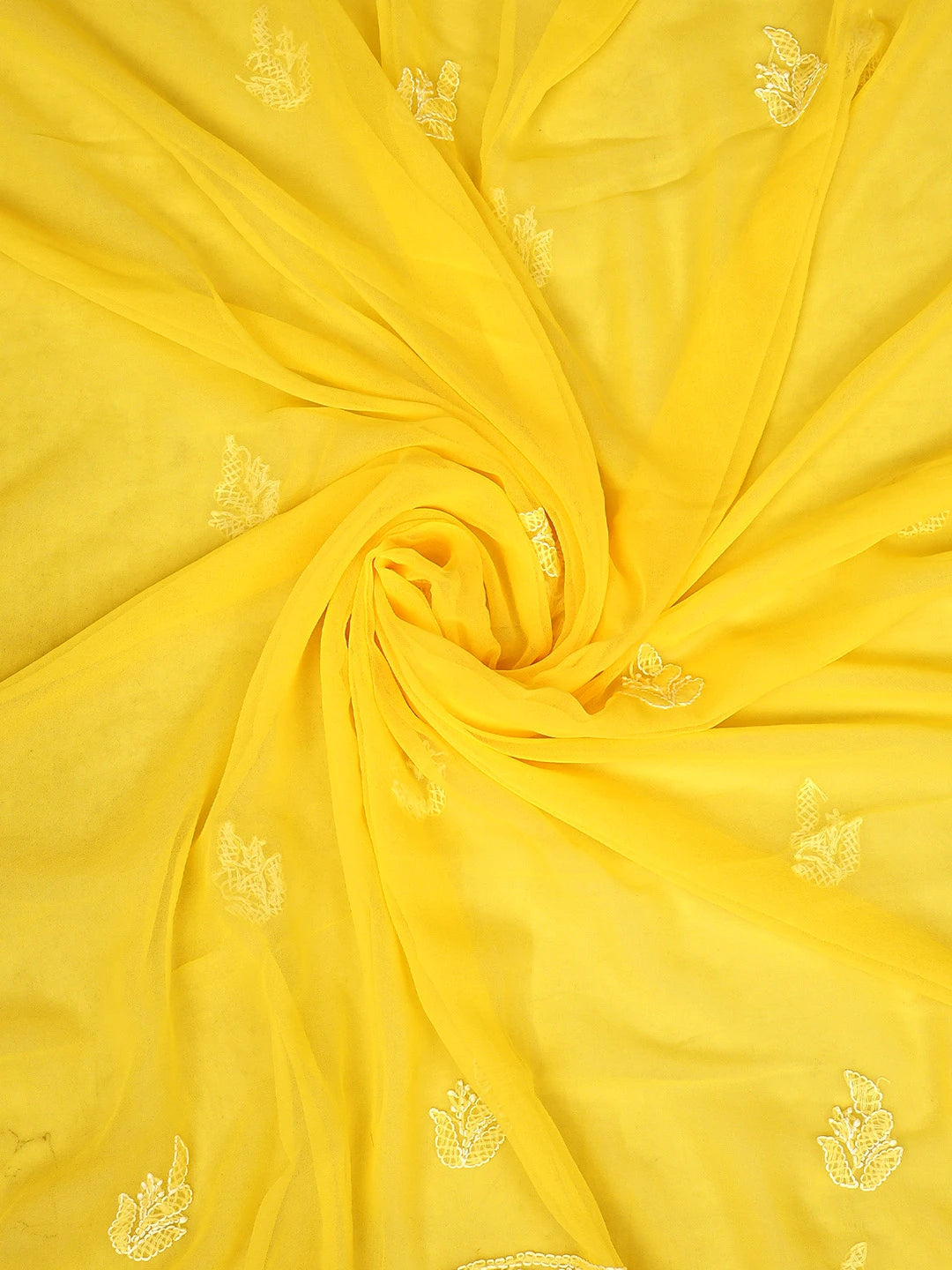 Ada Hand Embroidered Yellow Georgette Lucknowi Chikankari Unstitched Suit Piece 01A905909