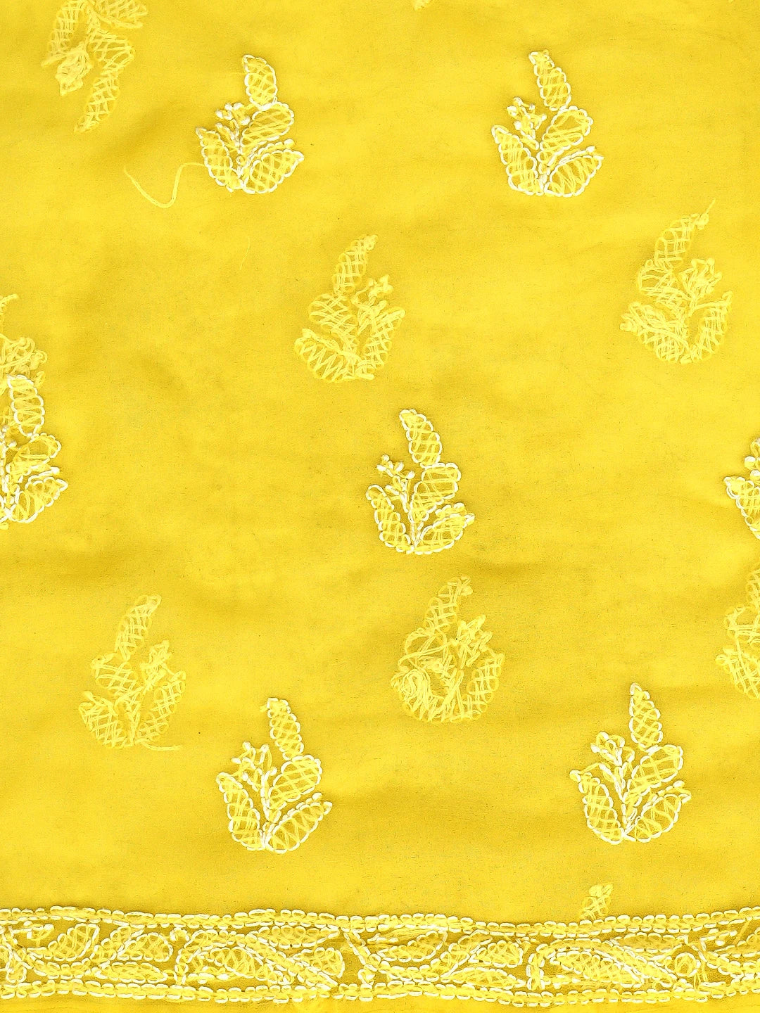 Ada Hand Embroidered Yellow Georgette Lucknowi Chikankari Unstitched Suit Piece 01A905909