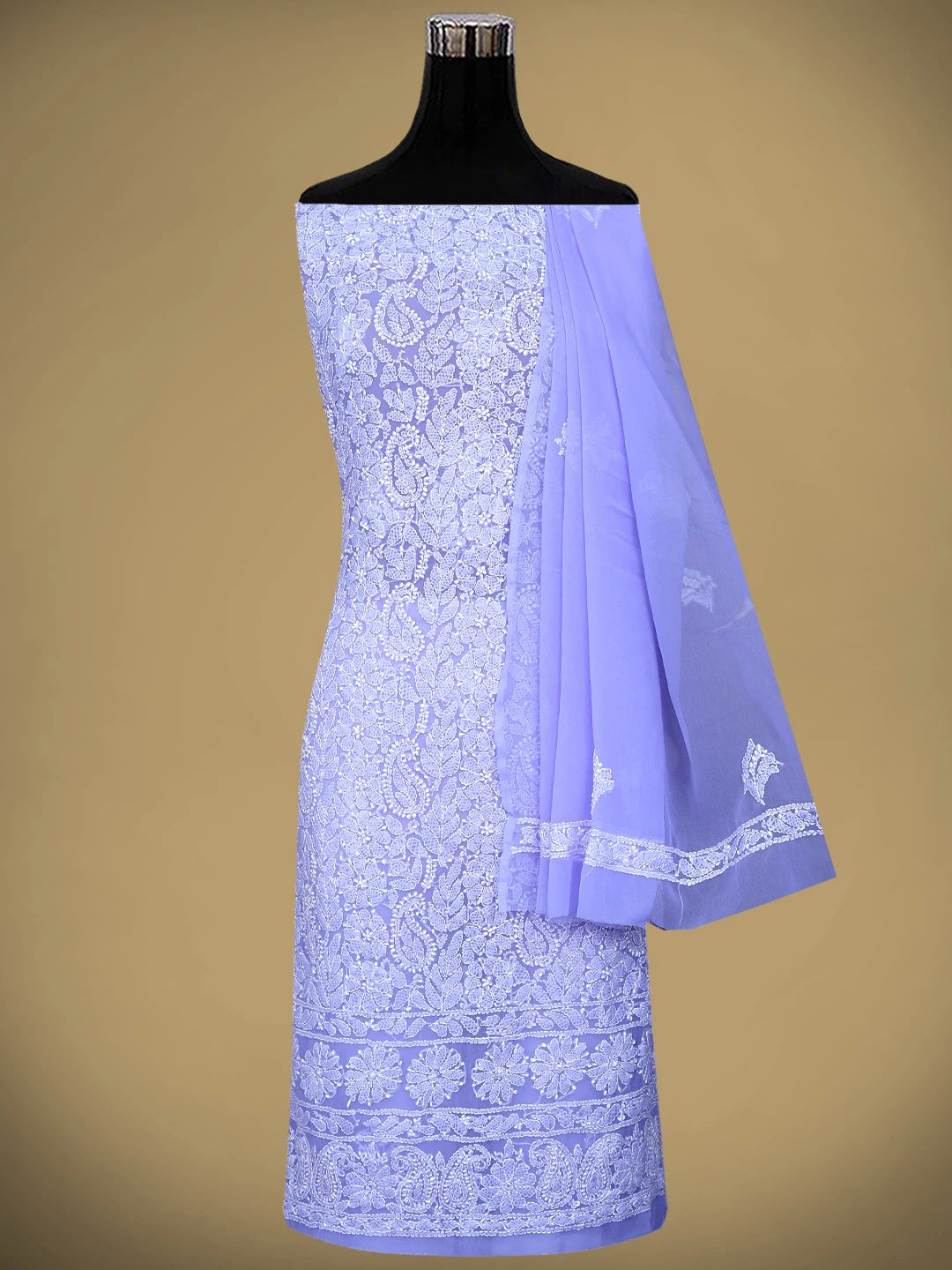 Ada Hand Embroidered Mauve Georgette Lucknowi Chikankari Unstitched Suit Piece 01A905925