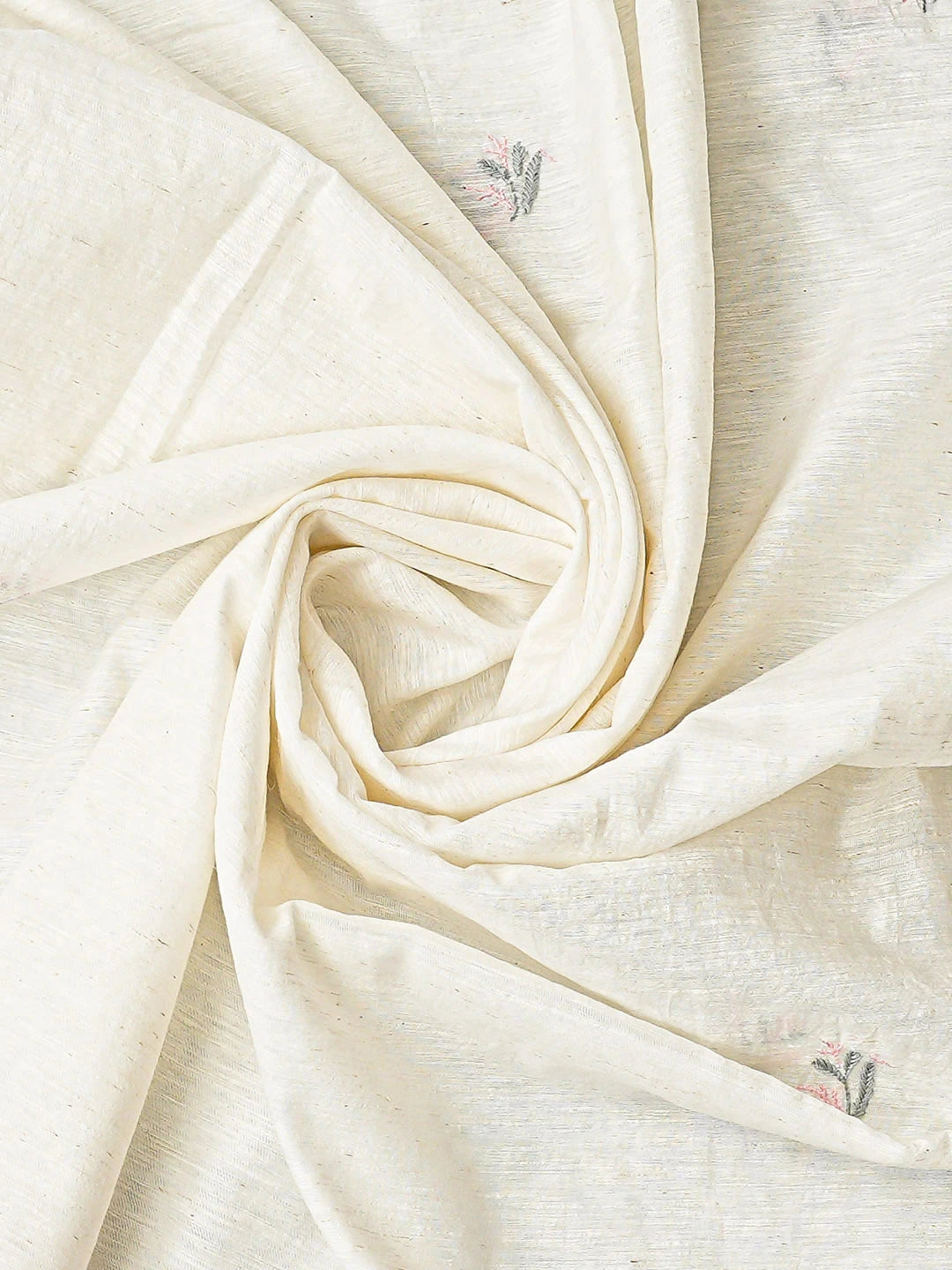 Ada Hand Embroidered Floral White Khadi Chanderi Lucknowi Chikankari Semi-stitched Kurta Dupatta Set 01A896614