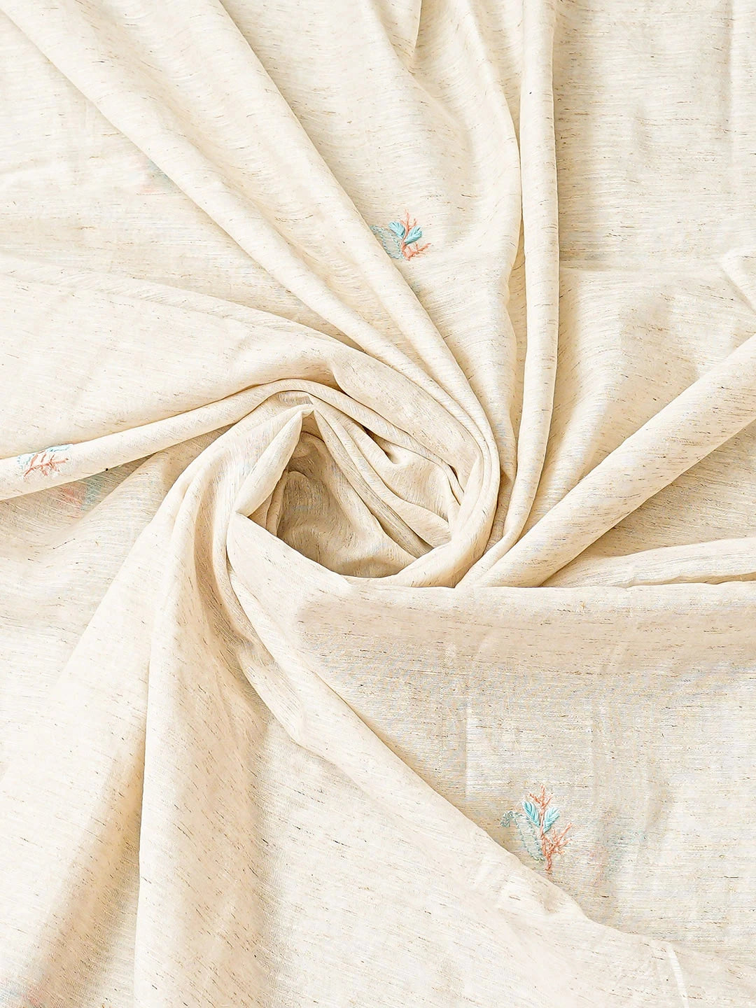 Ada Hand Embroidered White Ivory Cream Khadi Chanderi Lucknowi Chikankari Semi-stitched Kurta Dupatta Set 01A896613