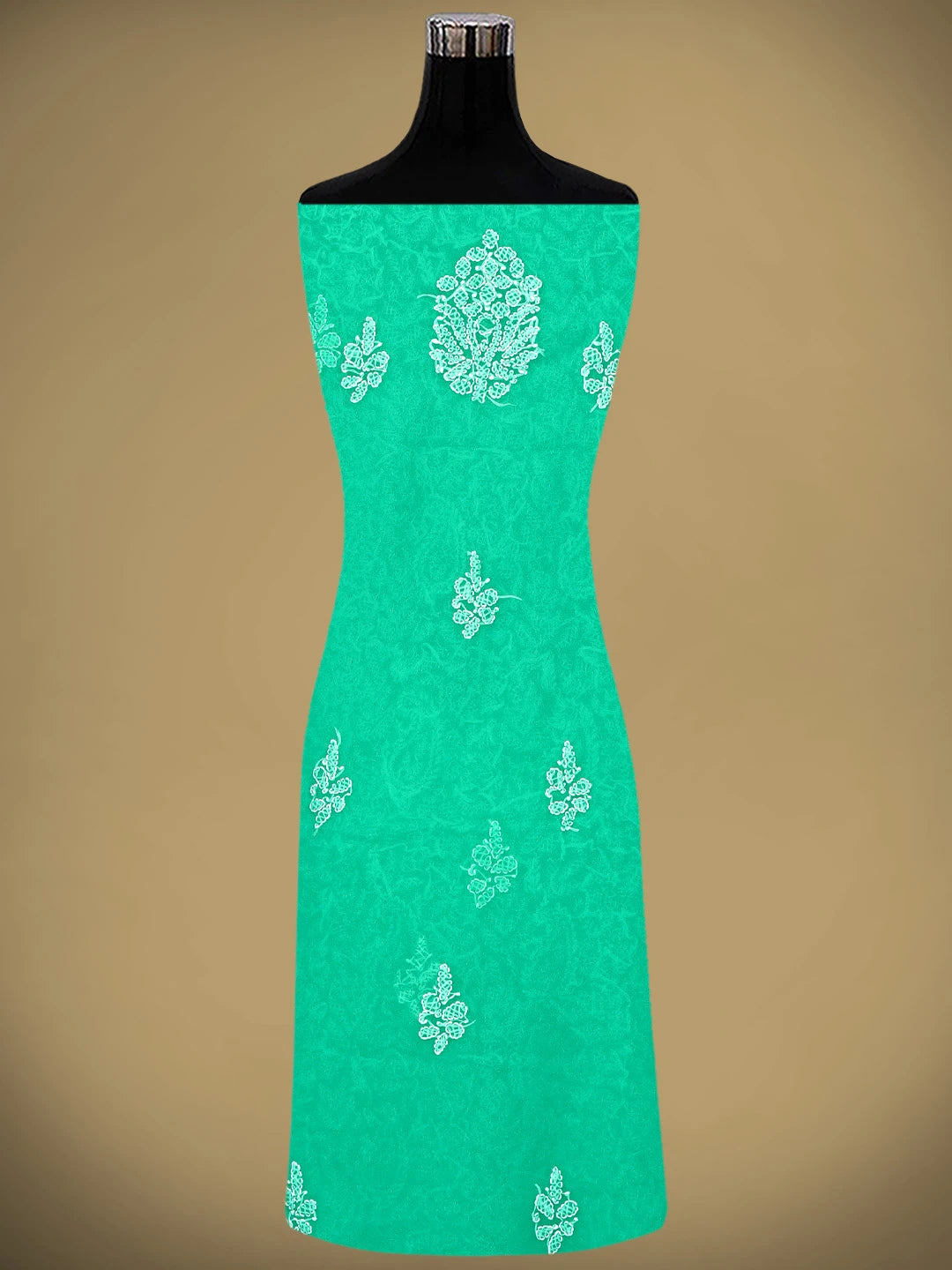 Ada Hand Embroidered Rama Green Georgette Lucknowi Chikankari Unstitched Suit Piece 01A905897