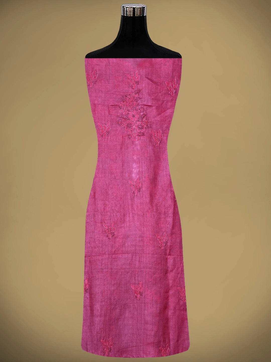 Ada Hand Embroidered Onion Pink Silk Lucknowi Chikankari Unstitched Suit Piece with Chiffon Dupatta 01A904173