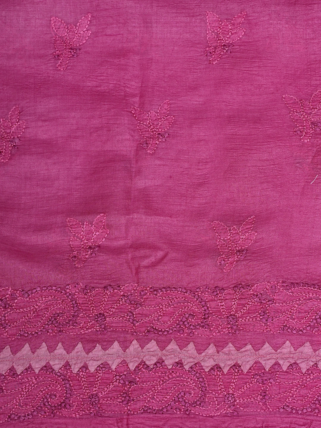 Ada Hand Embroidered Onion Pink Silk Lucknowi Chikankari Unstitched Suit Piece with Chiffon Dupatta 01A904173