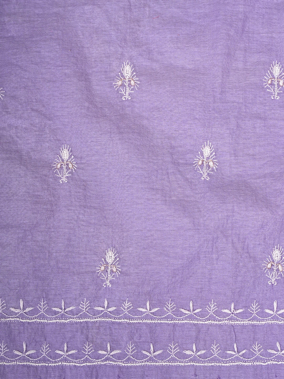 Ada Hand Embroidered Mauve Chanderi Lucknowi Chikankari Unstitched Kurta Dupatta Set With Pearl Work 01A795163