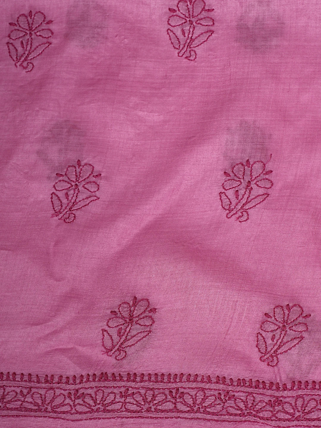 Ada Hand Embroidered Magenta Silk Lucknowi Chikankari Unstitched Suit Piece 01A702866