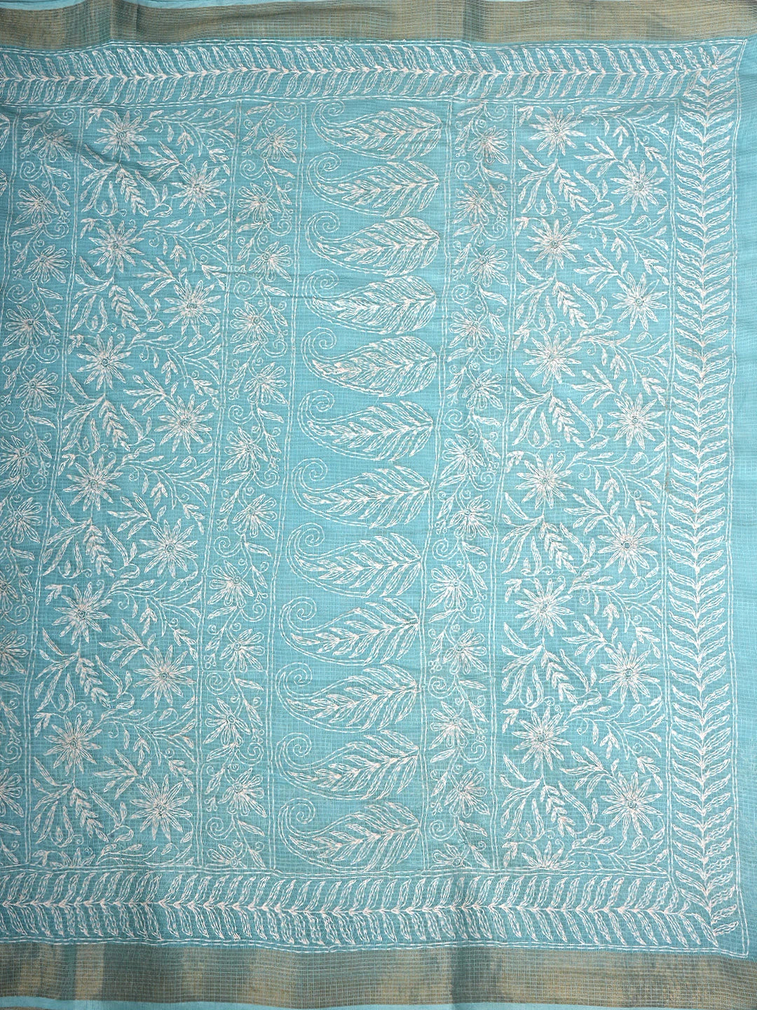 Ada Hand Embroidered Blue Kota Lucknowi Chikankari Saree and Blouse 01A820384