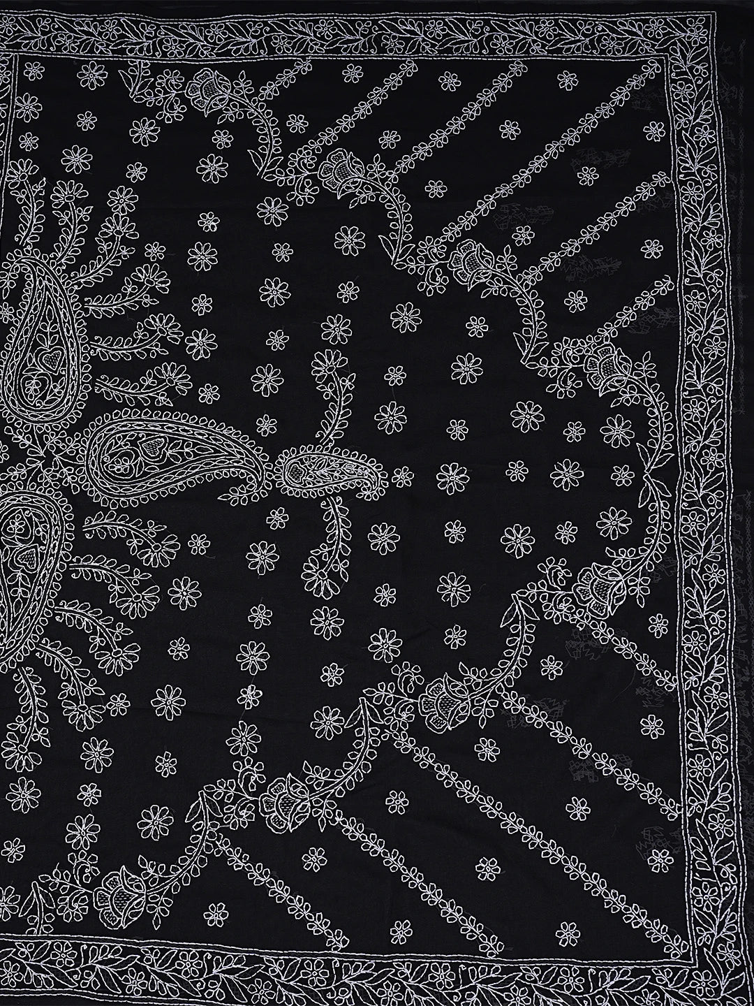 Ada Hand Embroidered Black Georgette Lucknowi Chikankari Saree and Blouse 01A892346