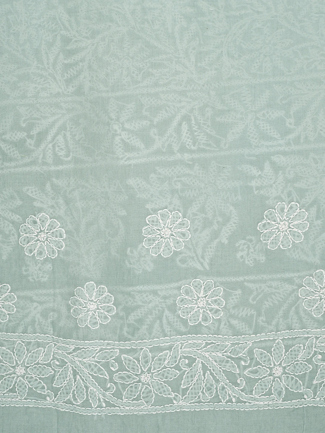 Ada Hand Embroidered Grey Cotton Lucknowi Chikankari Saree and Blouse 01A880728
