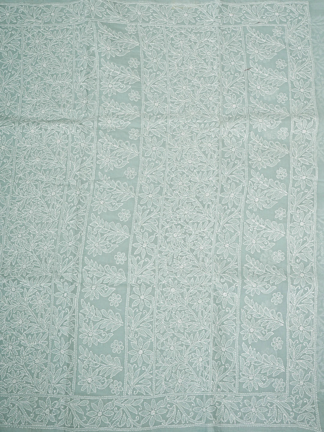 Ada Hand Embroidered Grey Cotton Lucknowi Chikankari Saree and Blouse 01A880728