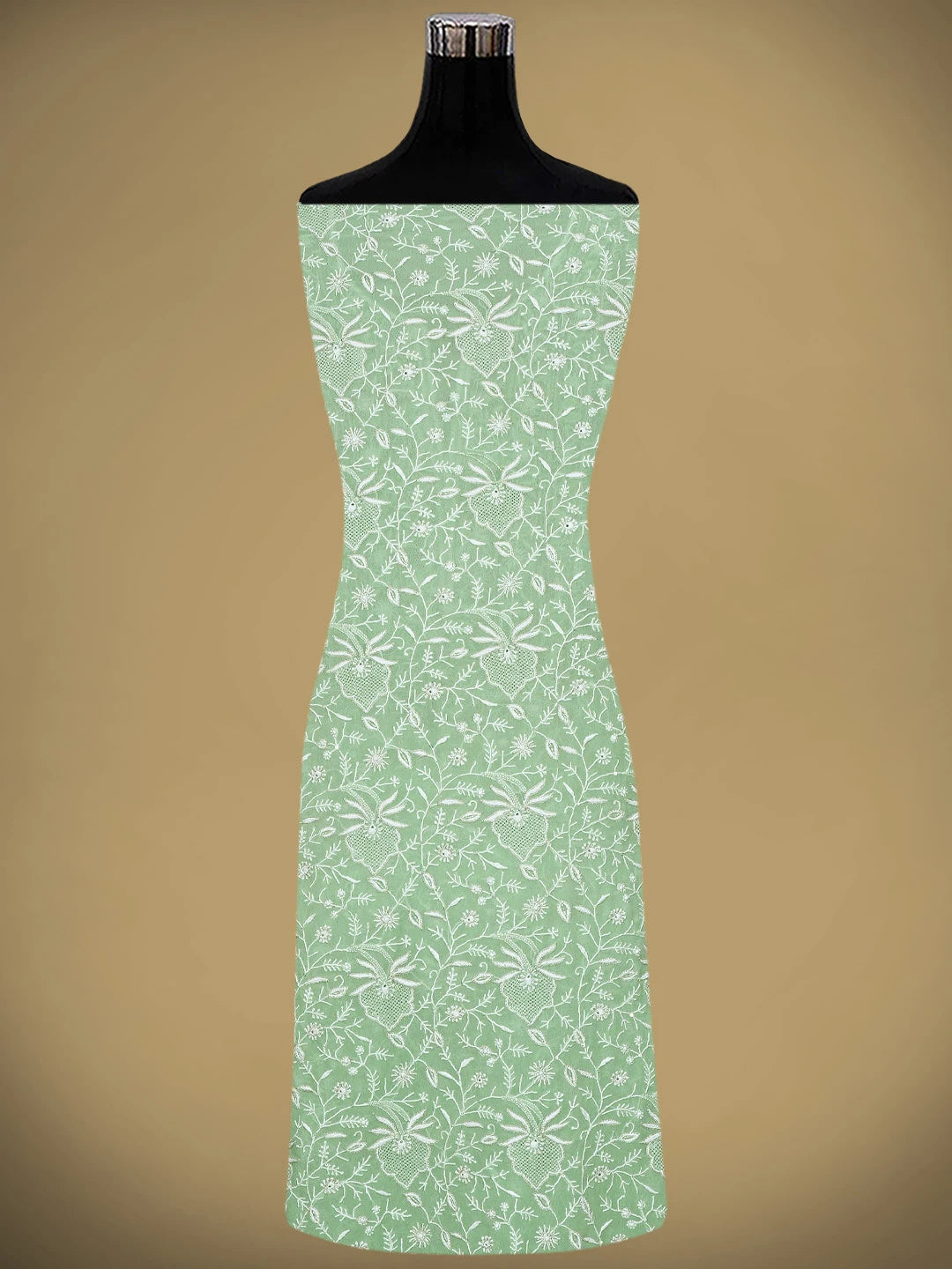 Ada Hand Embroidered Sea Green Pure Georgette Lucknowi Chikankari Unstitched Kurta Dupatta Set With Cutdana Work 01A865530