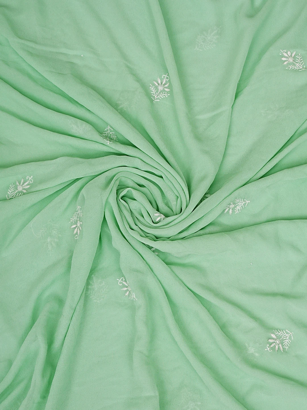 Ada Hand Embroidered Sea Green Pure Georgette Lucknowi Chikankari Unstitched Kurta Dupatta Set With Cutdana Work 01A865530
