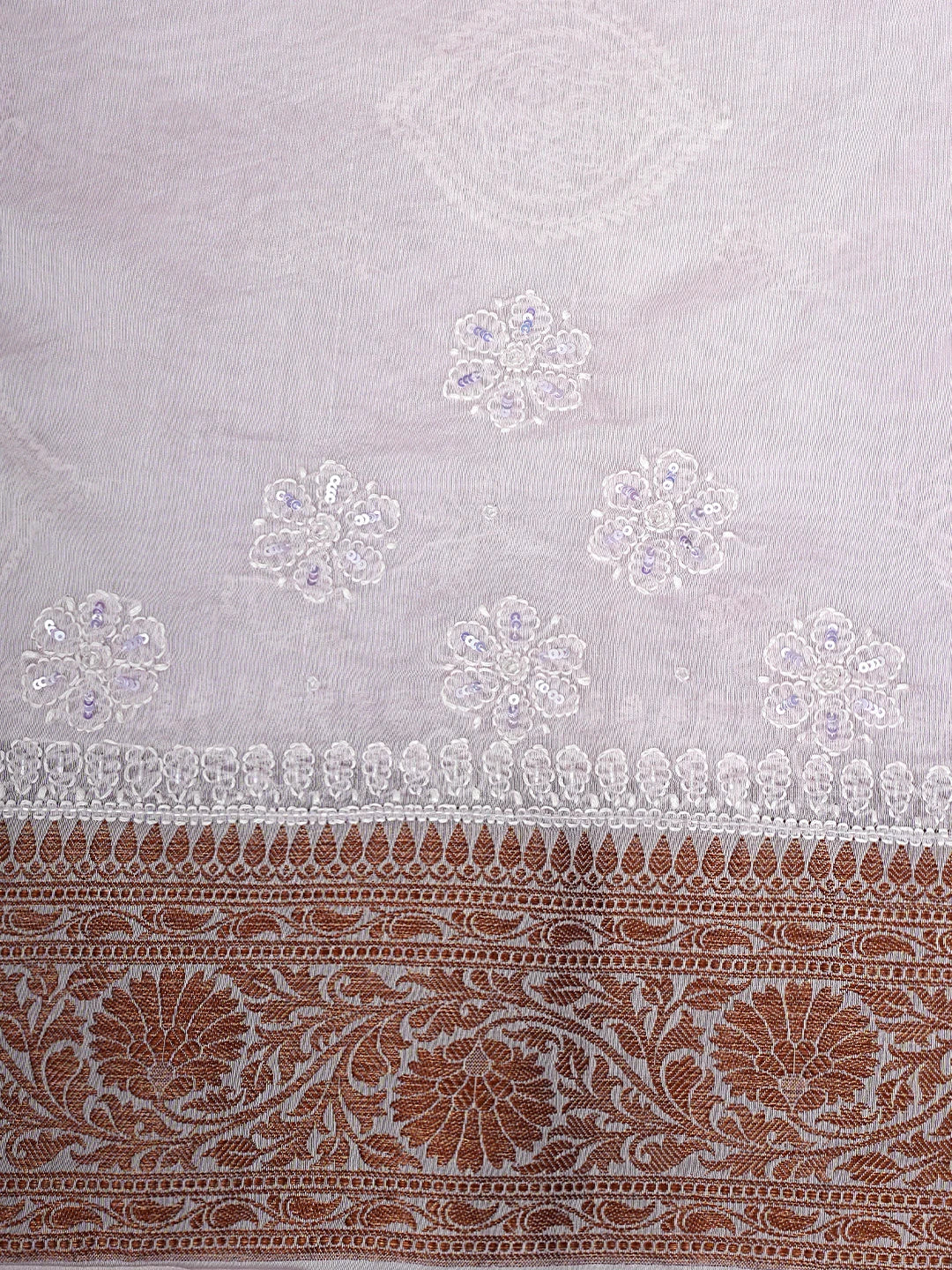 Ada Hand Embroidered Thistle Purple Chanderi Lucknowi Chikankari Saree and Blouse With Cutdana Work 01A780655