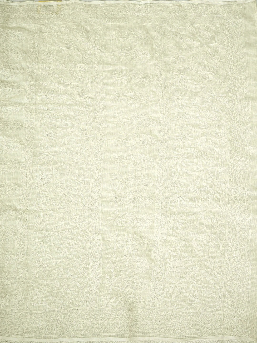 Ada Hand Embroidered Cream Kota Lucknowi Chikankari Saree and Blouse 01A754330