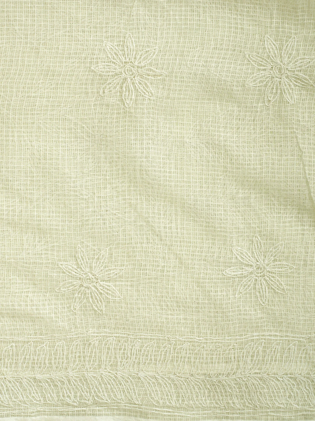 Ada Hand Embroidered Cream Kota Lucknowi Chikankari Saree and Blouse 01A754330