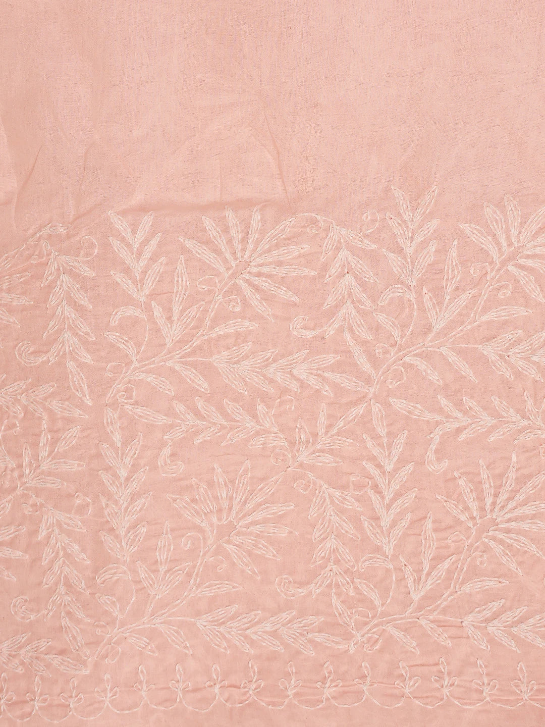 Ada Hand Embroidered Melon Peach Cotton Lucknowi Chikankari Saree and Blouse 01A891162