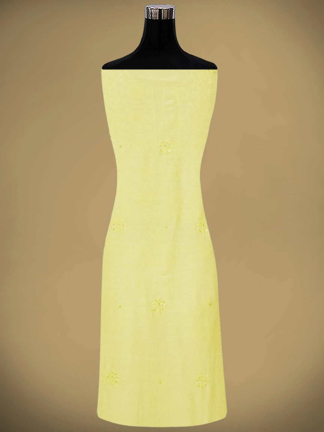 Ada Hand Embroidered Lemon Muslin Lucknowi Chikankari Unstitched Suit Piece with Chiffon Dupatta 01A880506