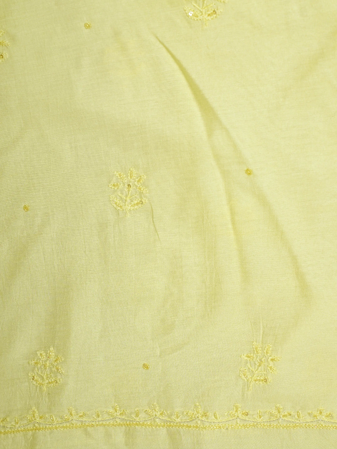 Ada Hand Embroidered Lemon Muslin Lucknowi Chikankari Unstitched Suit Piece with Chiffon Dupatta 01A880506