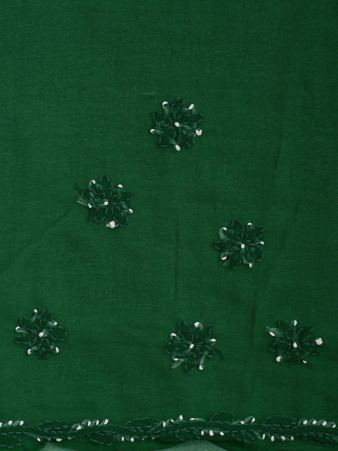 Ada Hand Embroidered Bottle Green Georgette Lucknowi Chikankari Saree and Blouse 01A905475