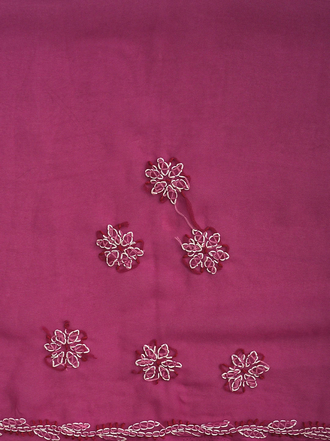 Ada Hand Embroidered Onion PInk Georgette Lucknowi Chikankari Saree and Blouse 01A905442
