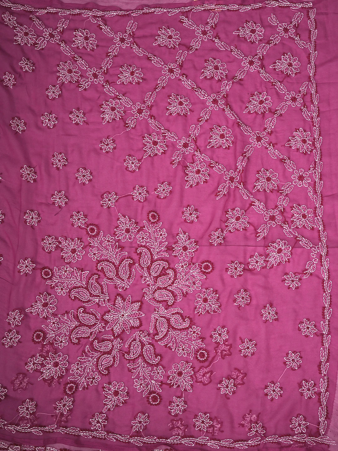 Ada Hand Embroidered Onion PInk Georgette Lucknowi Chikankari Saree and Blouse 01A905442