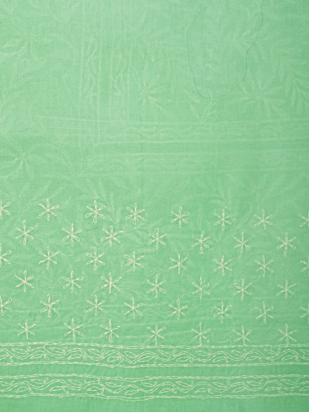 Ada Hand Embroidered Turquoise Cotton Lucknowi Chikankari Saree and Blouse 01A839151