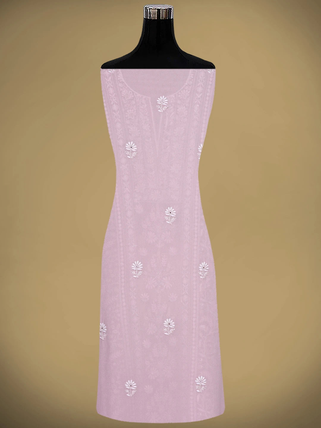Ada Hand Embroidered Pink Pure Georgette Lucknowi Chikankari Unstitched Kurta Dupatta Set With Cutdana Work 01A553675