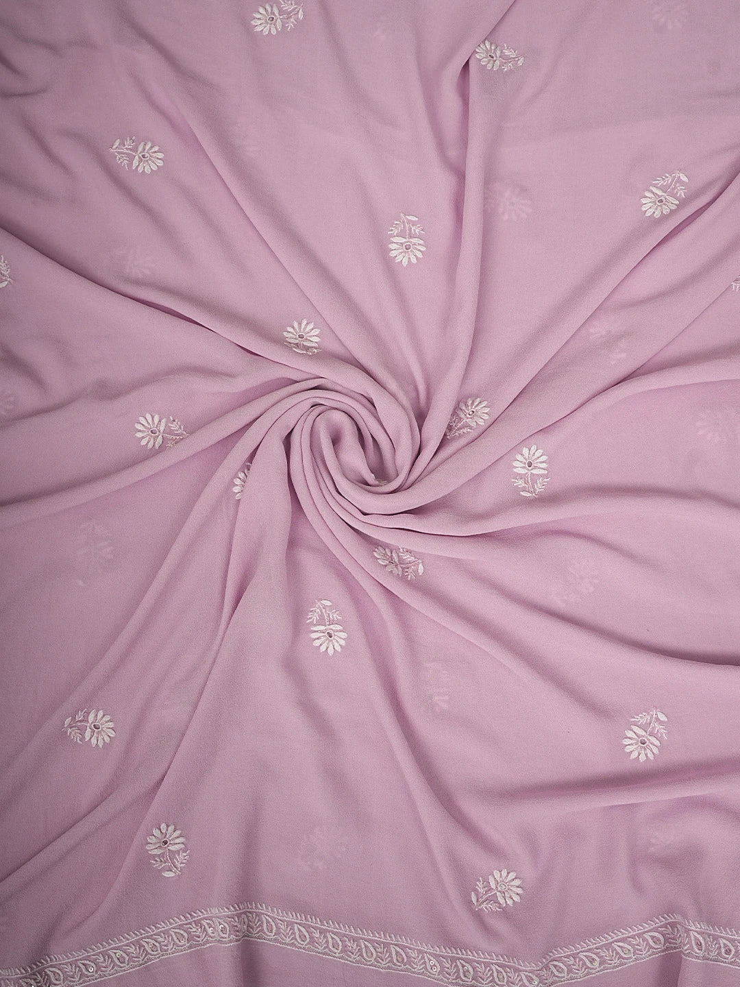 Ada Hand Embroidered Pink Pure Georgette Lucknowi Chikankari Unstitched Kurta Dupatta Set With Cutdana Work 01A553675