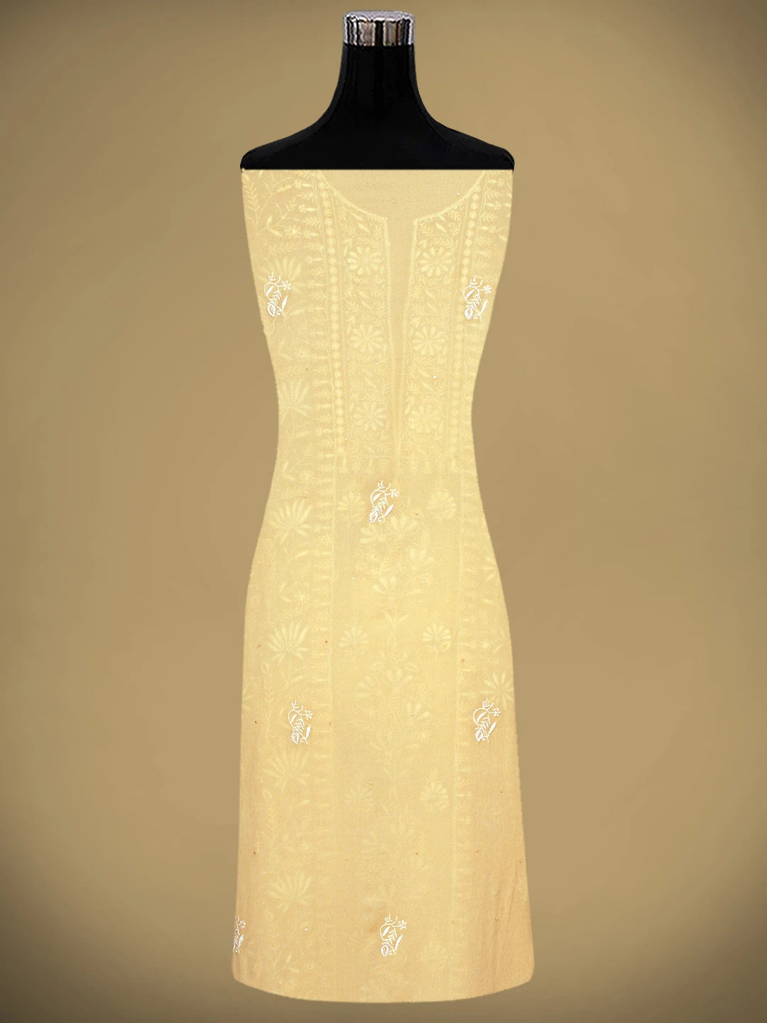 Ada Hand Embroidered Light Peach Viscose Georgette Lucknowi Chikankari Unstitched Kurta Dupatta Set With Cutdana Work 01A618140