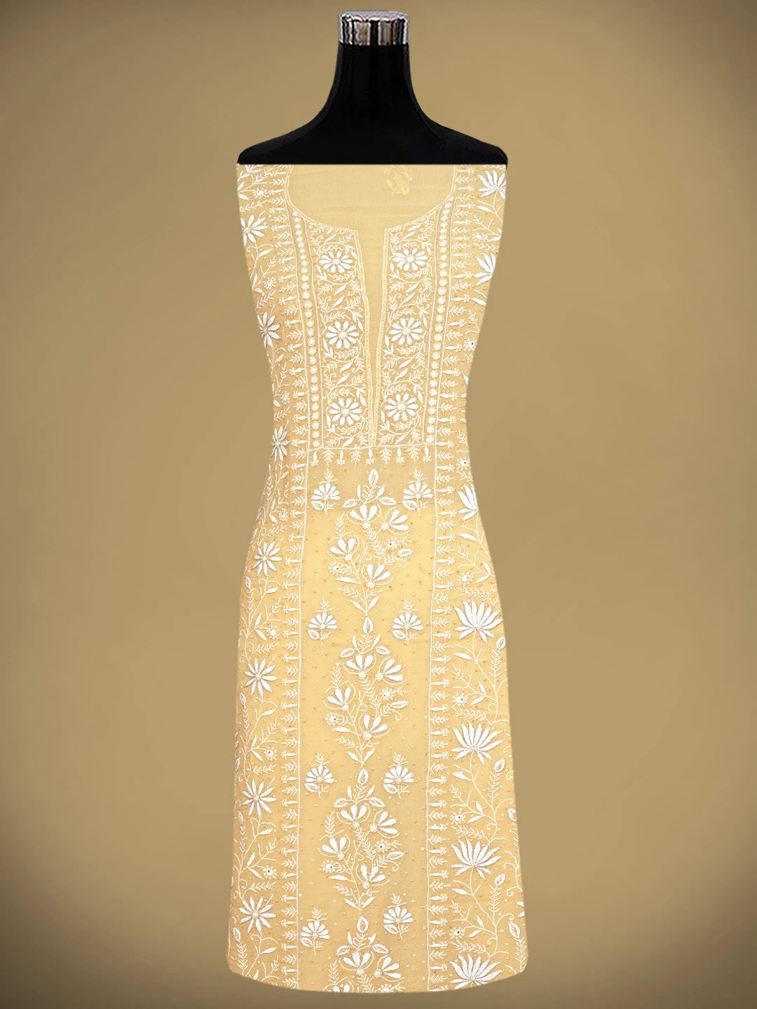 Ada Hand Embroidered Light Peach Viscose Georgette Lucknowi Chikankari Unstitched Kurta Dupatta Set With Cutdana Work 01A618140
