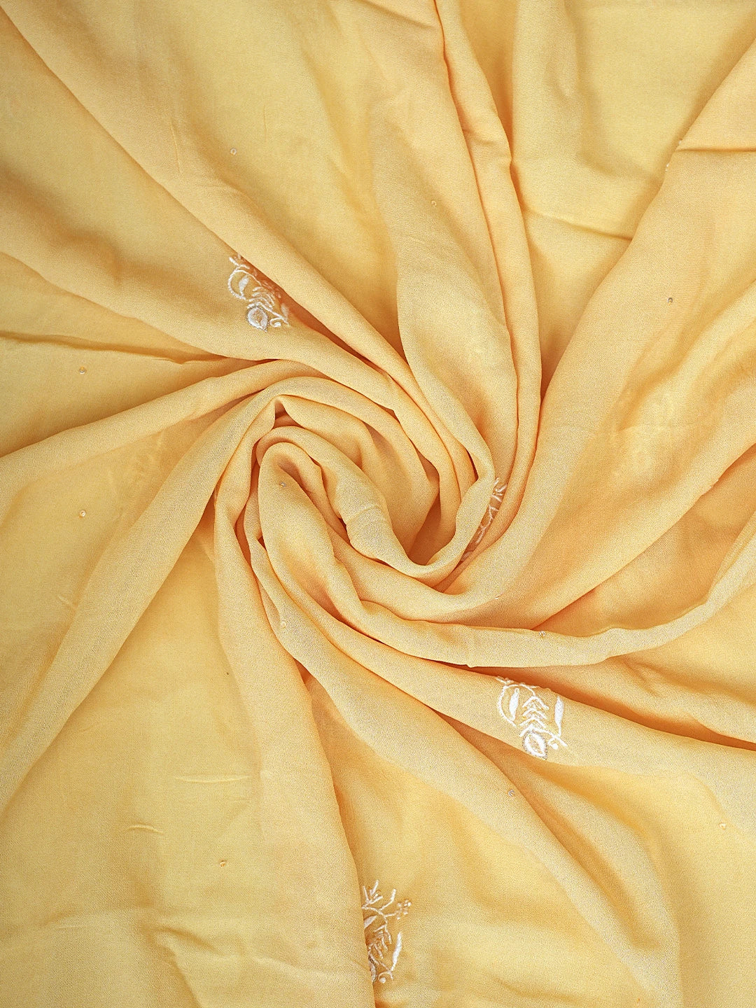 Ada Hand Embroidered Light Peach Viscose Georgette Lucknowi Chikankari Unstitched Kurta Dupatta Set With Cutdana Work 01A618140