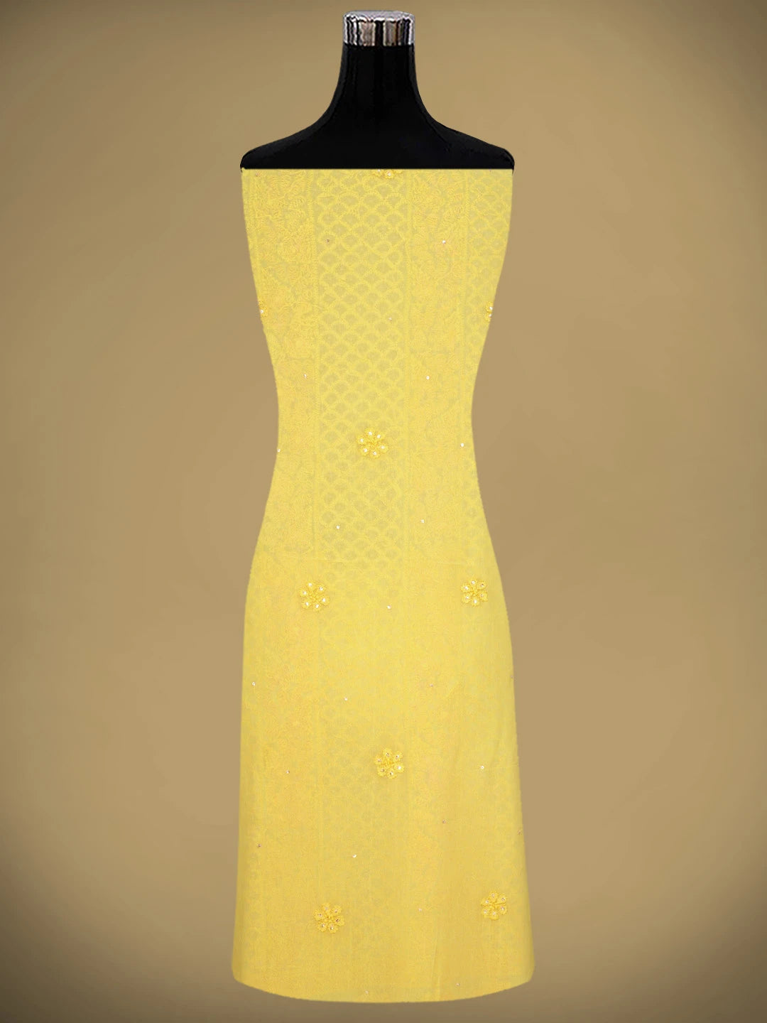 Ada Hand Embroidered Yellow Viscose Georgette Lucknowi Chikankari Unstitched Kurta Dupatta Set With Cutdana Work 01A663930