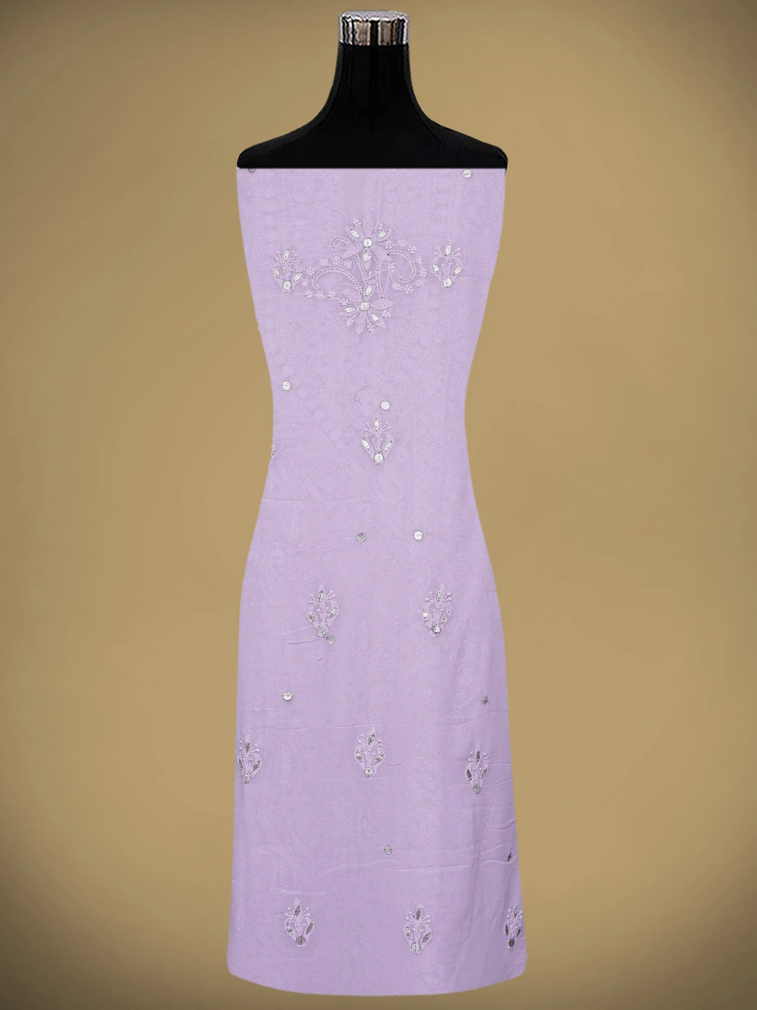 Ada Hand Embroidered Wisteria Purple Viscose Georgette Lucknowi Chikankari Unstitched Kurta Dupatta Set With Gota Patti Work 01A893458