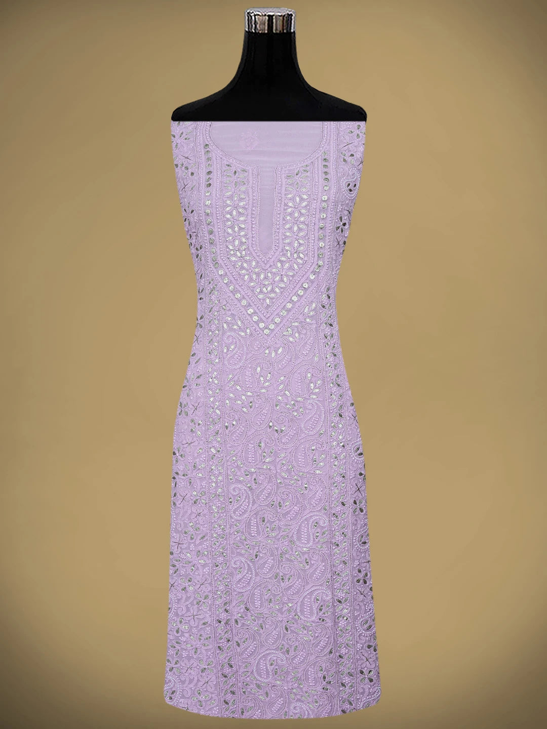 Ada Hand Embroidered Wisteria Purple Viscose Georgette Lucknowi Chikankari Unstitched Kurta Dupatta Set With Gota Patti Work 01A893458