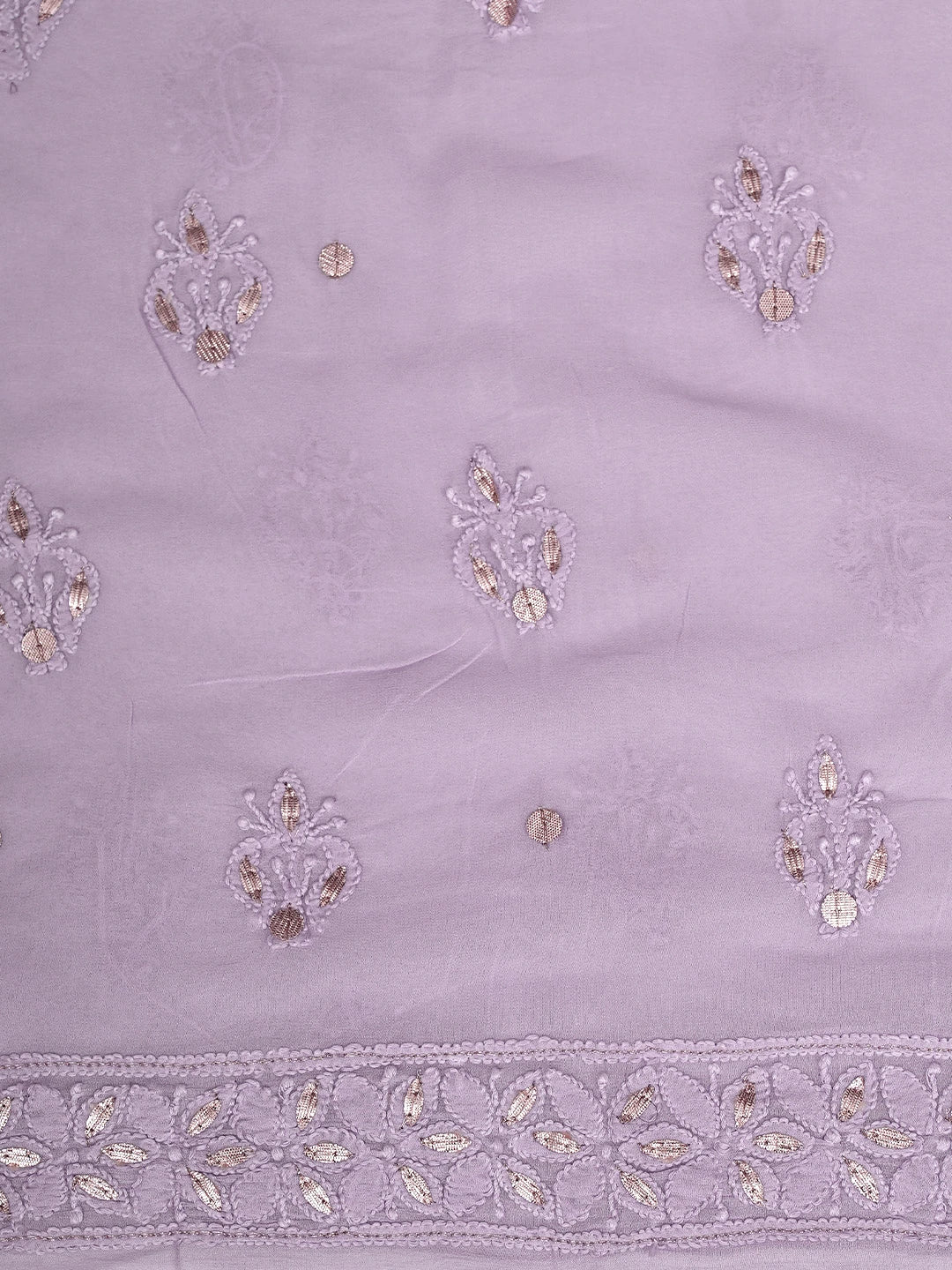 Ada Hand Embroidered Wisteria Purple Viscose Georgette Lucknowi Chikankari Unstitched Kurta Dupatta Set With Gota Patti Work 01A893458