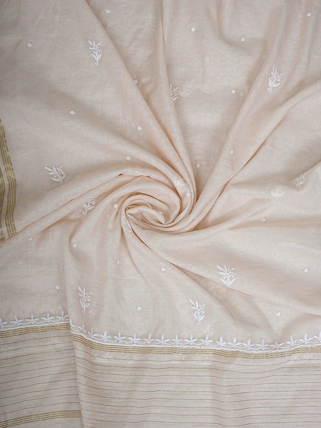 Ada Hand Embroidered Powder Petal Pink Chanderi Lucknowi Chikankari Unstitched Kurta Dupatta Set With Cutdana Work 01A811837