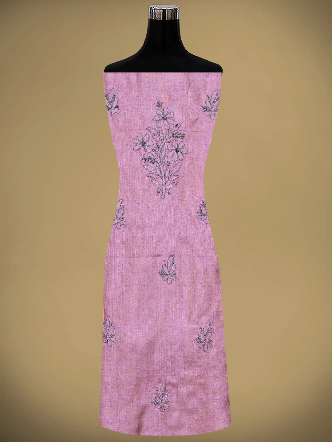 Ada Hand Embroidered Onion Pink Silk Lucknowi Chikankari Unstitched Suit Piece with Chiffon Dupatta 01A868489
