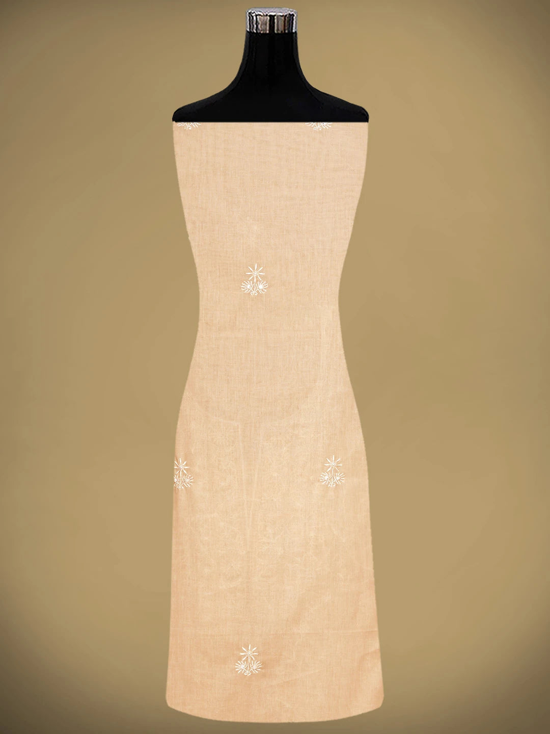 Ada Hand Embroidered Peach Cotton Lucknowi Chikankari Unstitched Kurta Dupatta Set 01A320611